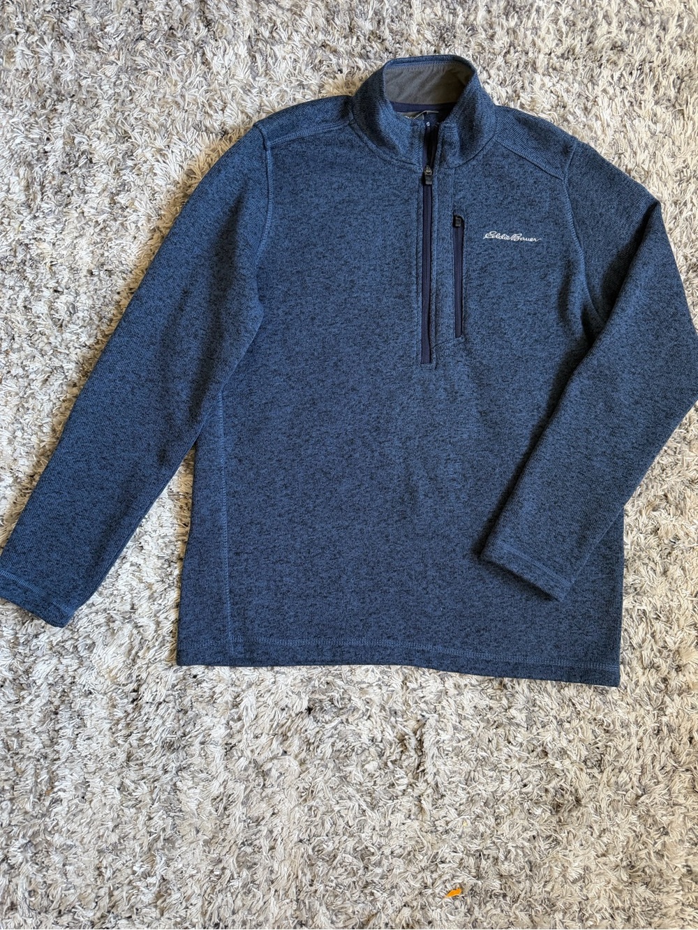 Eddie Bauer Men's Heathered Navy Quarter-Zip Pullover